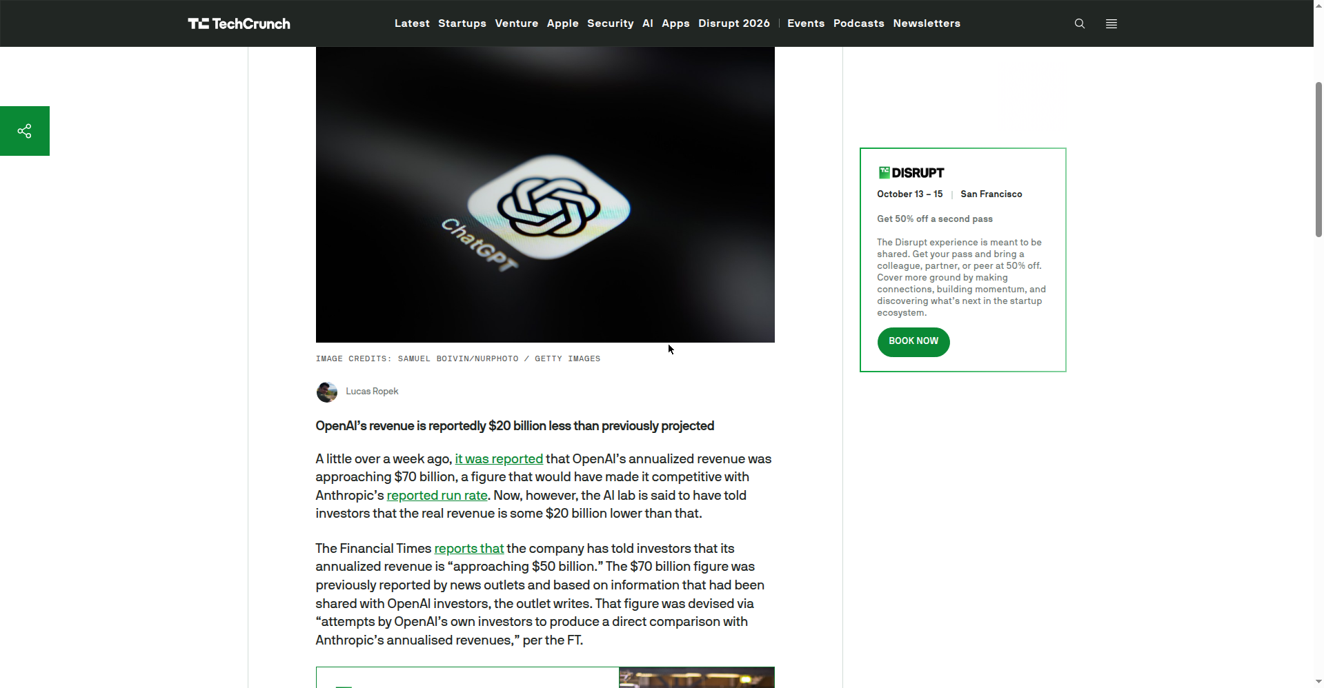 TechCrunch 相关报道页面截图