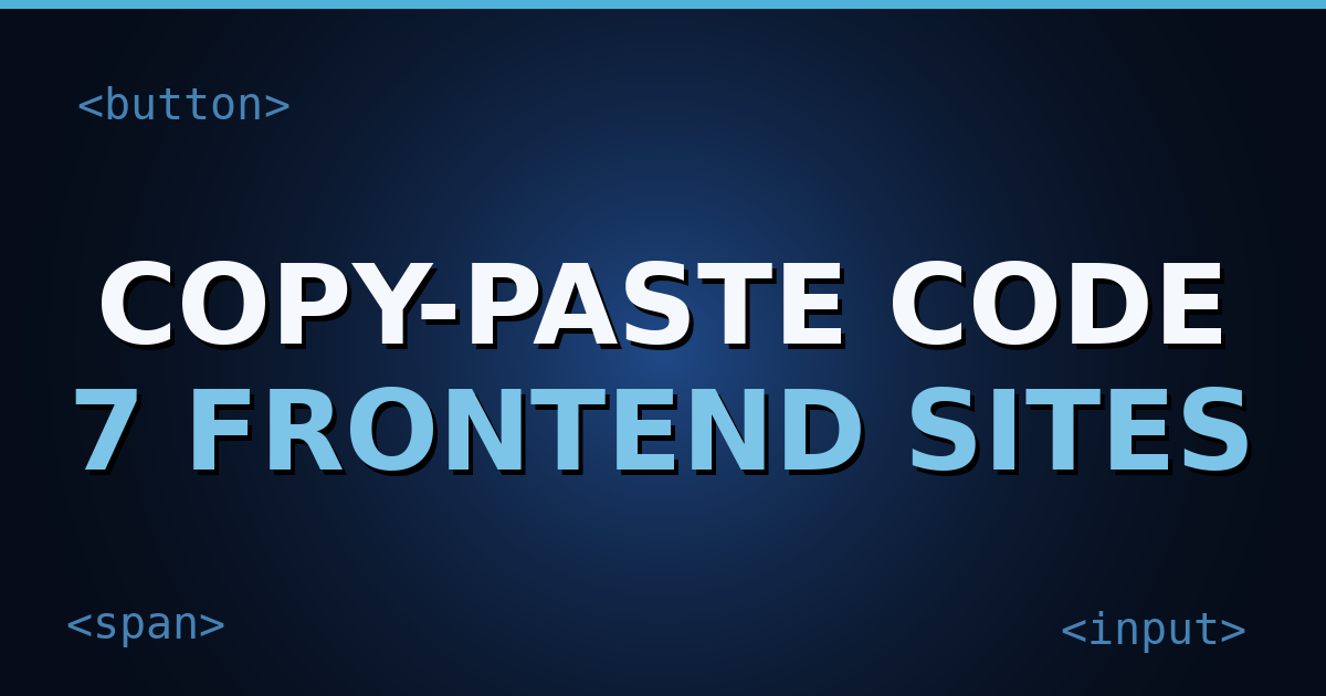 A dark navy gradient cover with HTML-tag motifs and the title text "Copy-Paste Frontend Code".